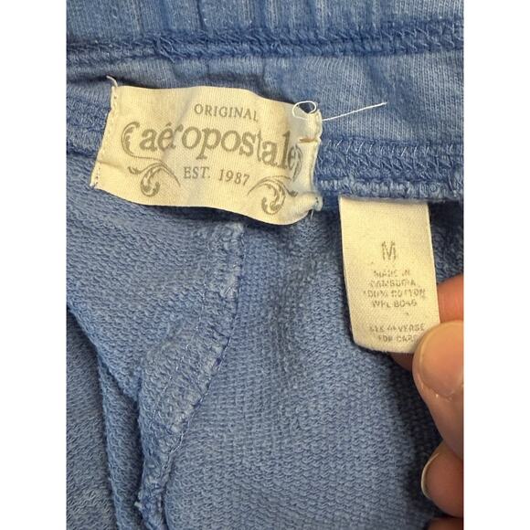 Aeropostale Y2K Micro Mini Booty Shorts Womens M Blue Shortie Embroidered Logo - Picture 5 of 10